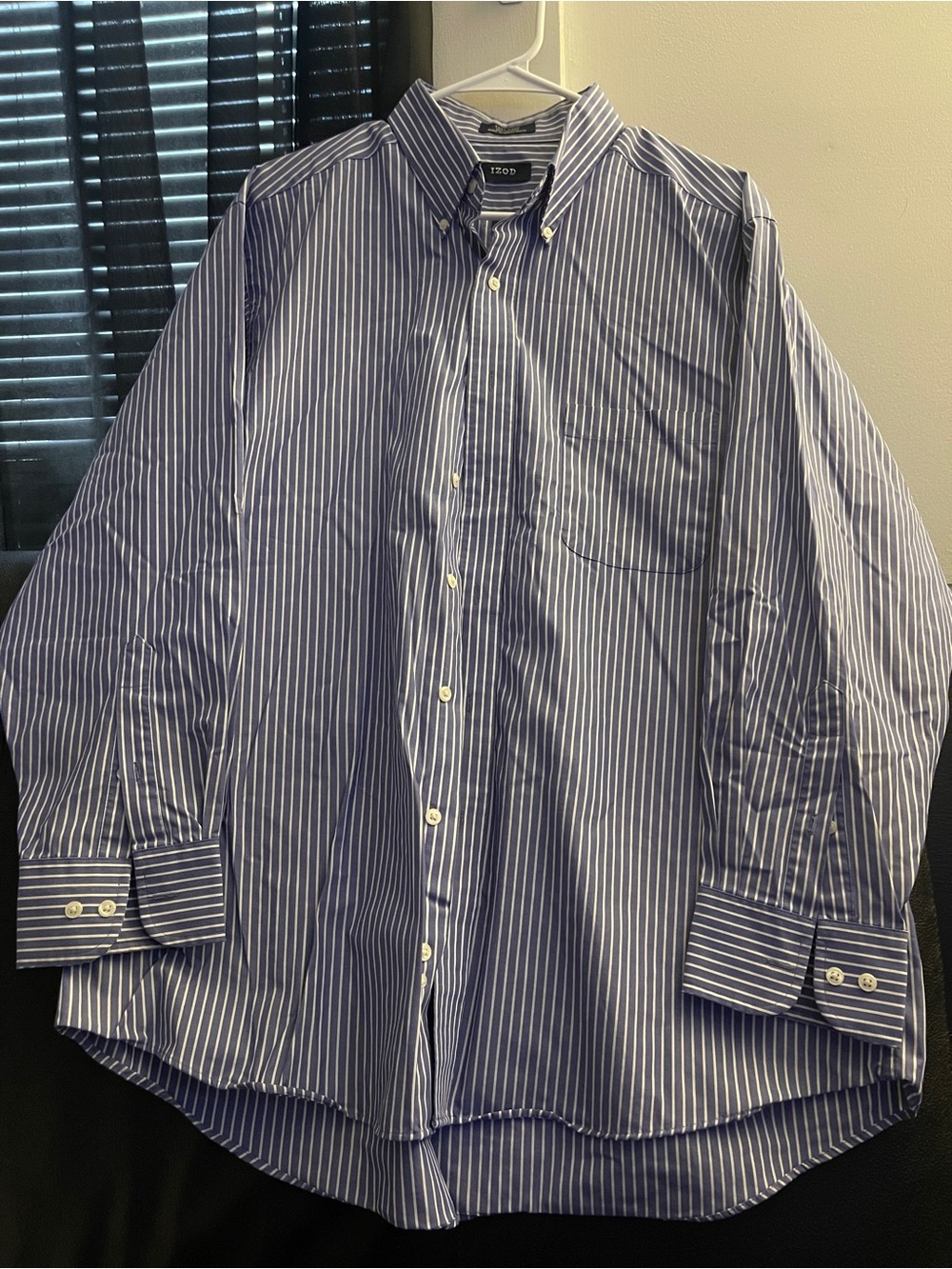 IZOD Men's Blue Stripe Button-Down Dress Shirt Sz XL 17- 32/33 NWOT